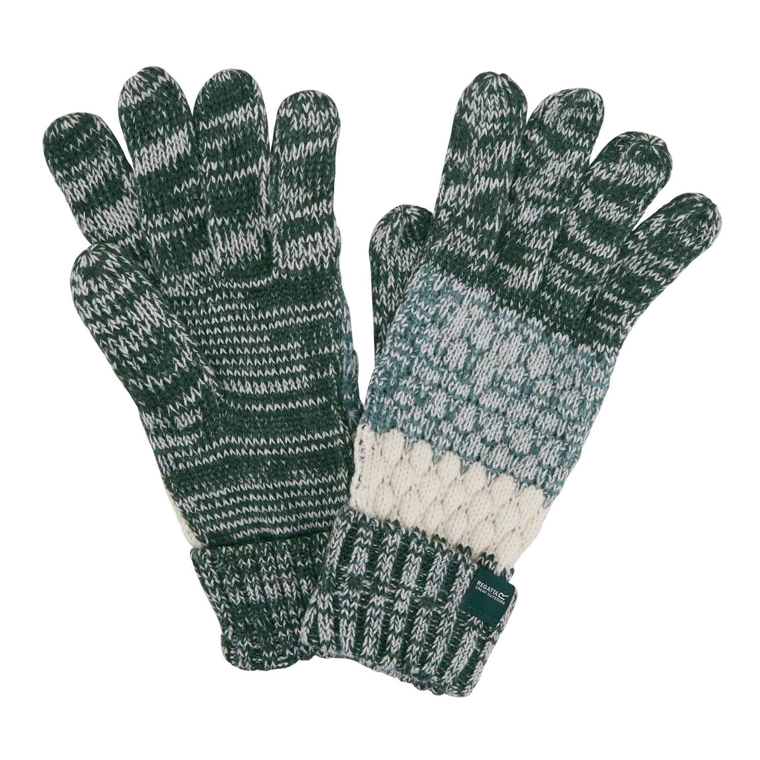Green - Back - Regatta Unisex Adult Frosty VII Knitted Winter Gloves