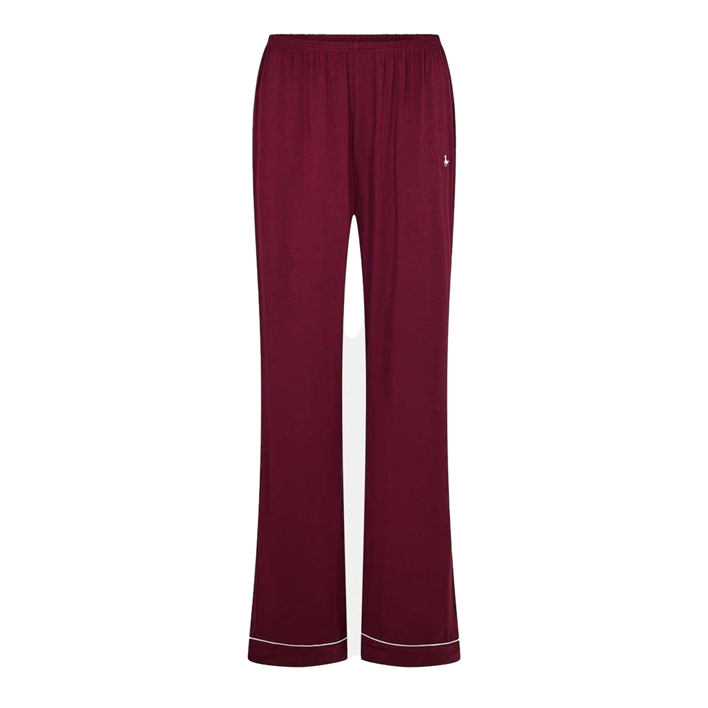Wine - Side - Jack Wills Womens-Ladies Collared Long Pyjama Set