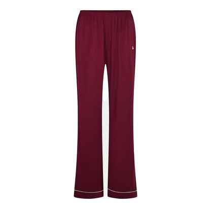 Wine - Side - Jack Wills Womens-Ladies Collared Long Pyjama Set