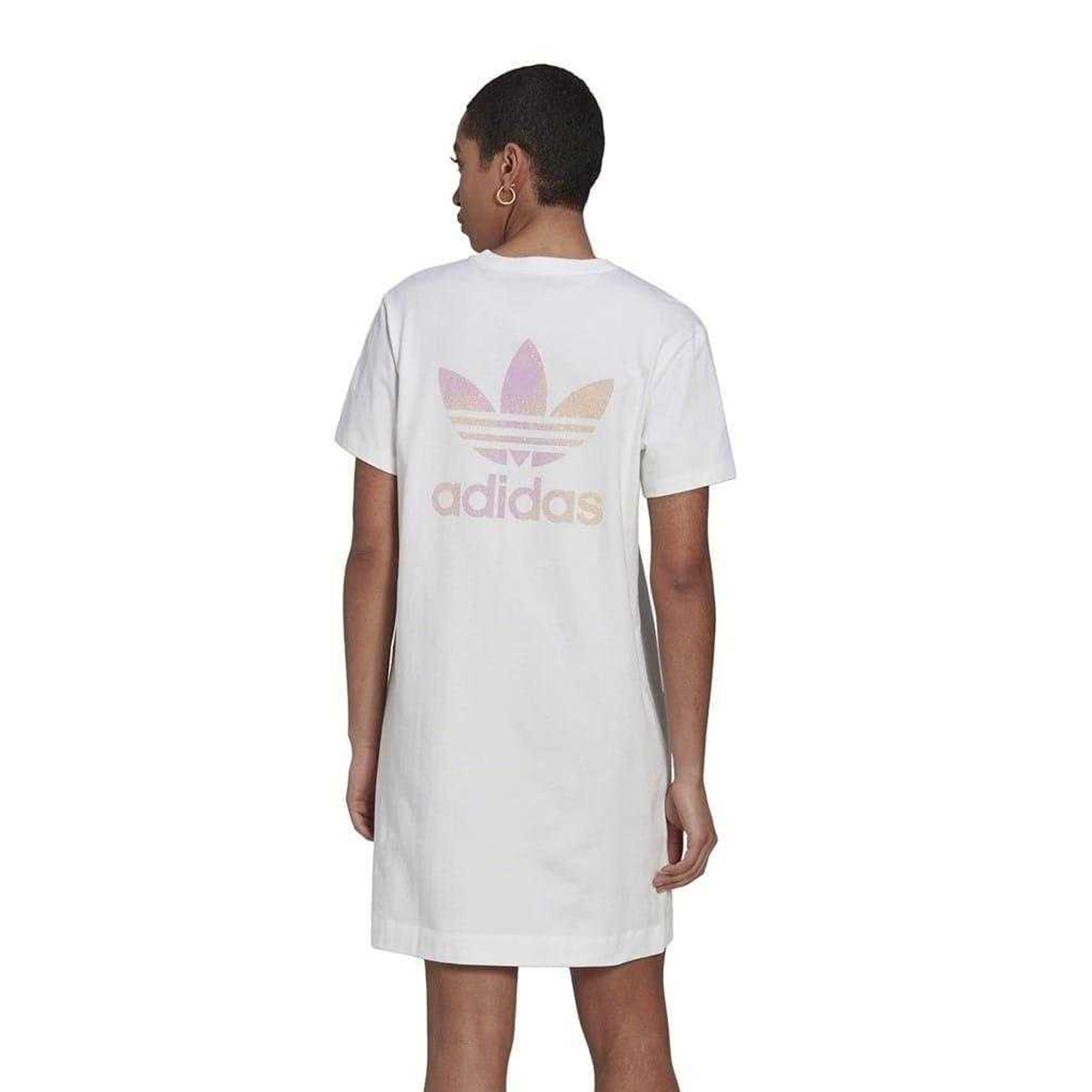 White - Back - Adidas Womens-Ladies Originals T-Shirt Dress