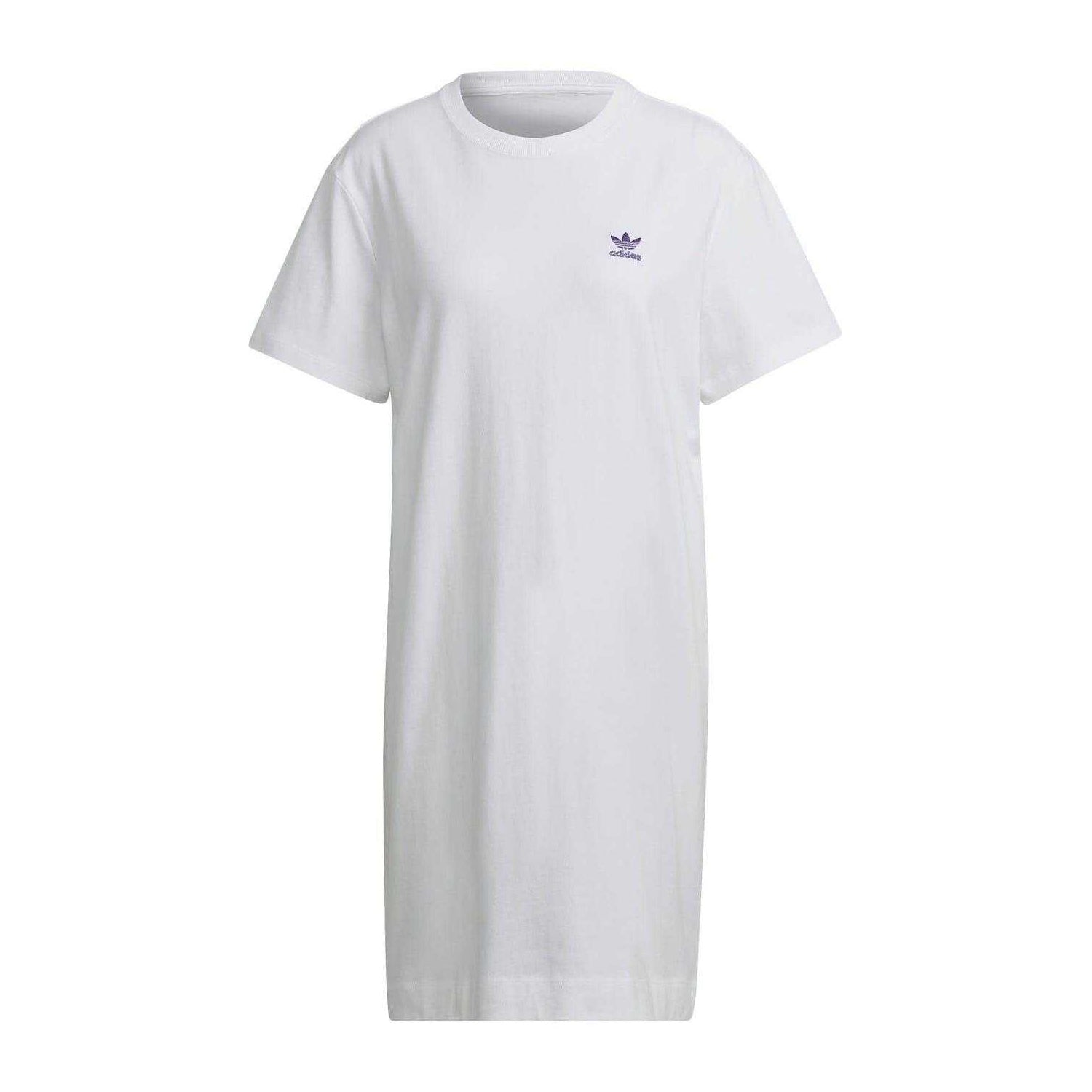 White - Front - Adidas Womens-Ladies Originals T-Shirt Dress