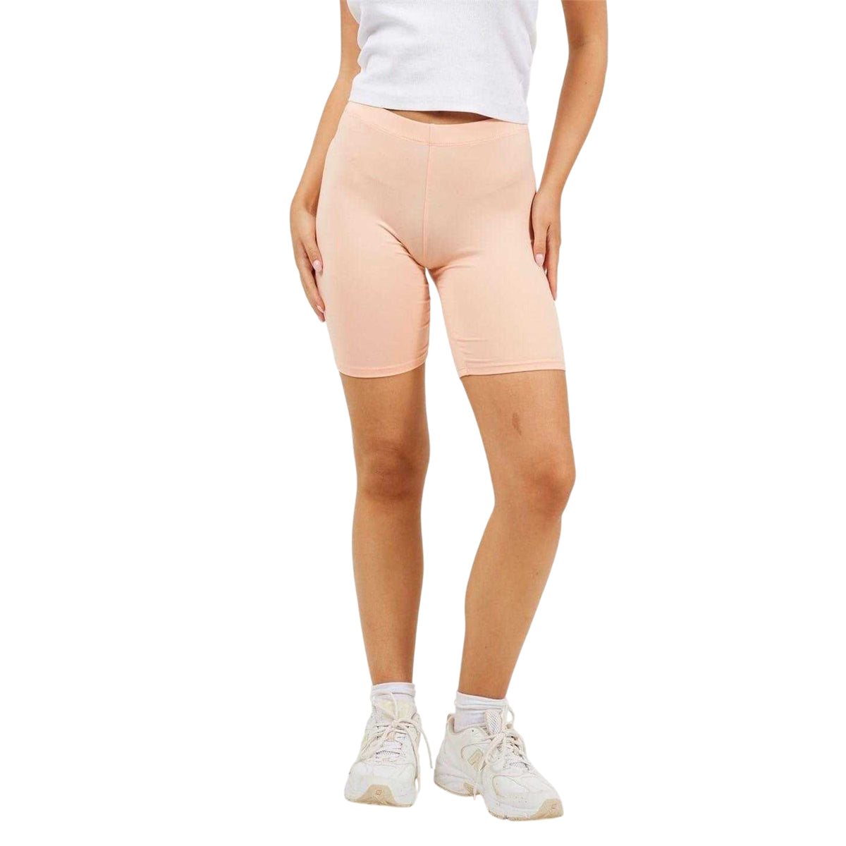 Peach - Front - Brave Soul Womens-Ladies High Waist Cycling Shorts