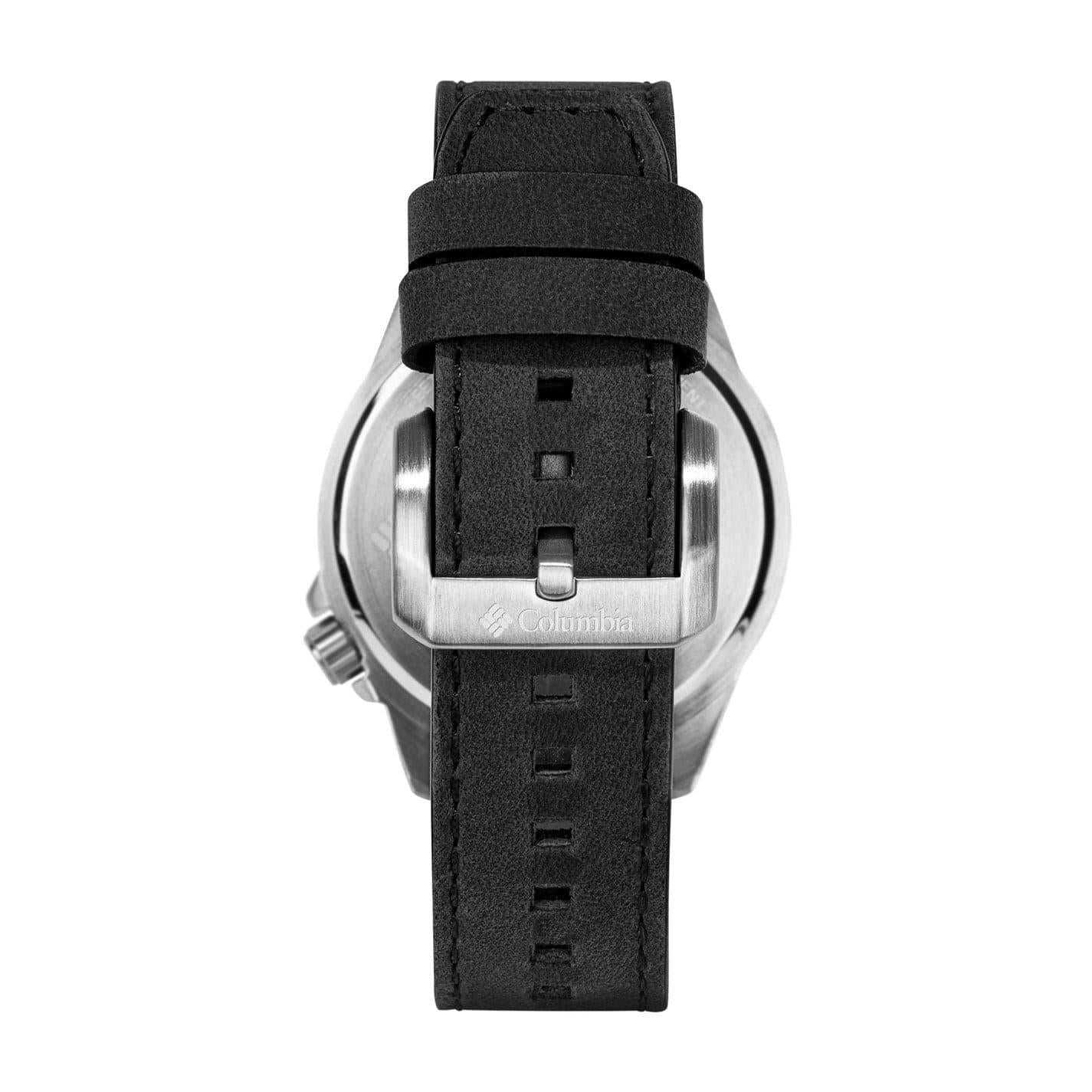 Silver-Black - Back - Columbia Mens Leather Strap Sports Wristwatch