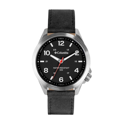 Silver-Black - Front - Columbia Mens Leather Strap Sports Wristwatch