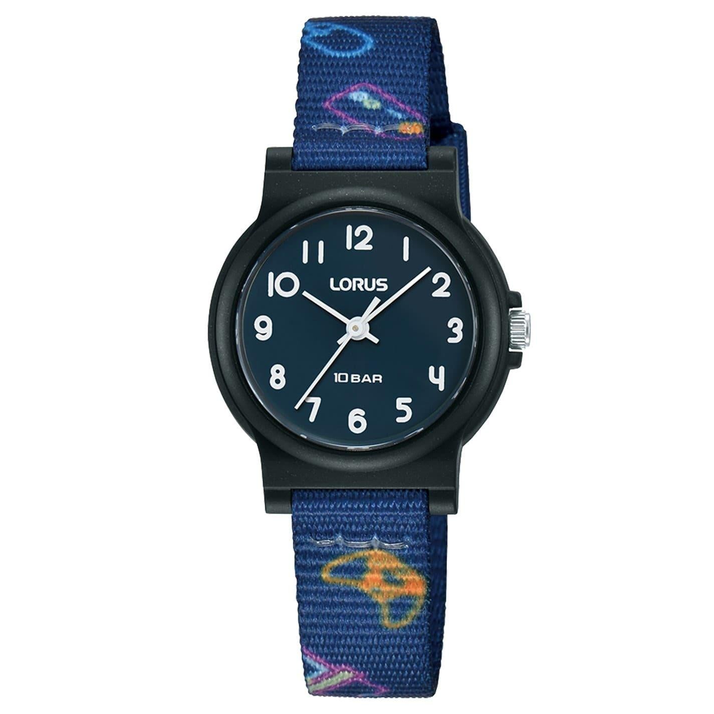 Blue - Front - Lorus Childrens-Kids Textile Analogue Watch