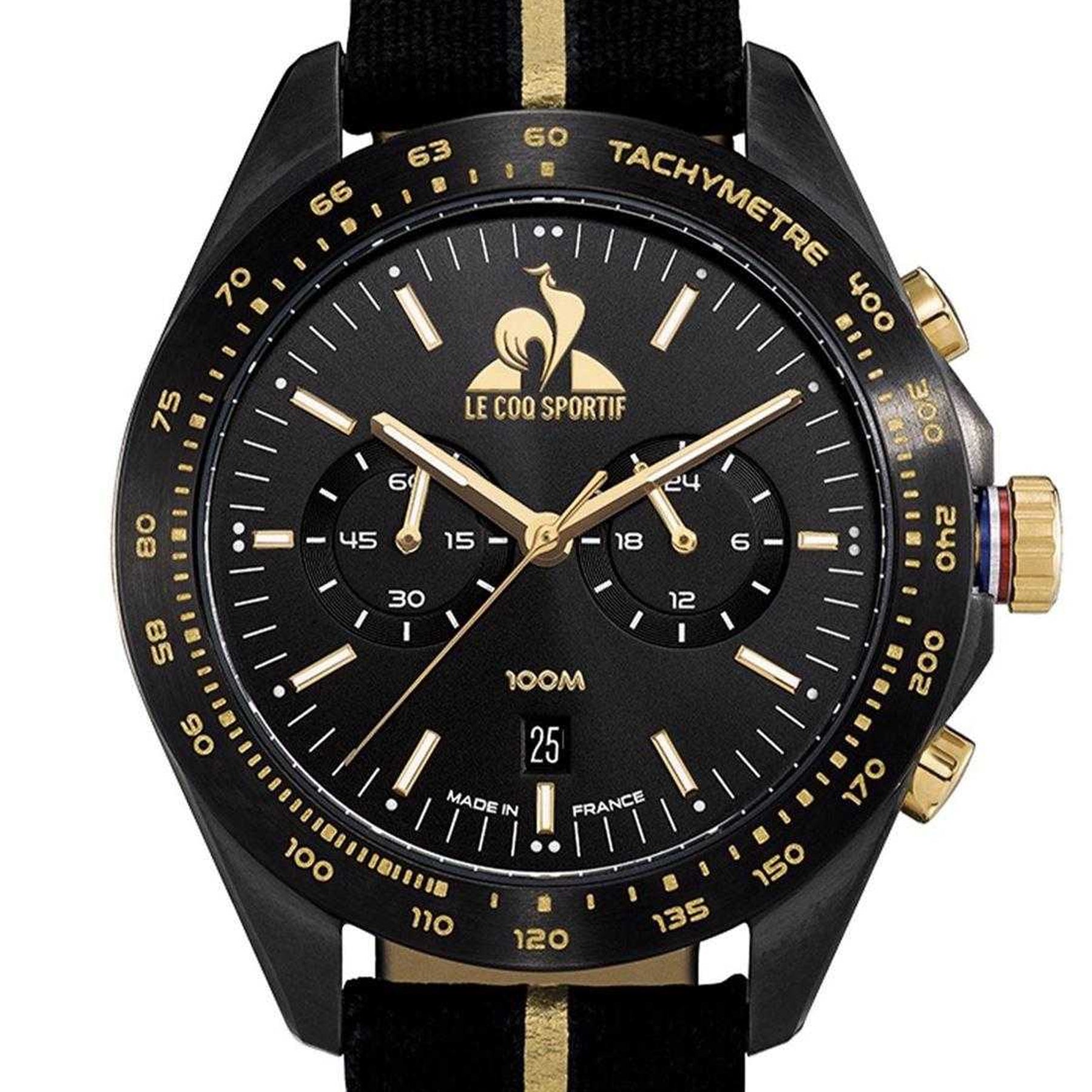Black-Gold - Back - Le Coq Sportif Mens Coq D'Or Chronograph Watch