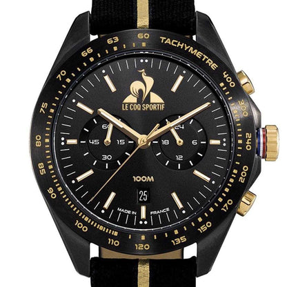 Black-Gold - Back - Le Coq Sportif Mens Coq D'Or Chronograph Watch