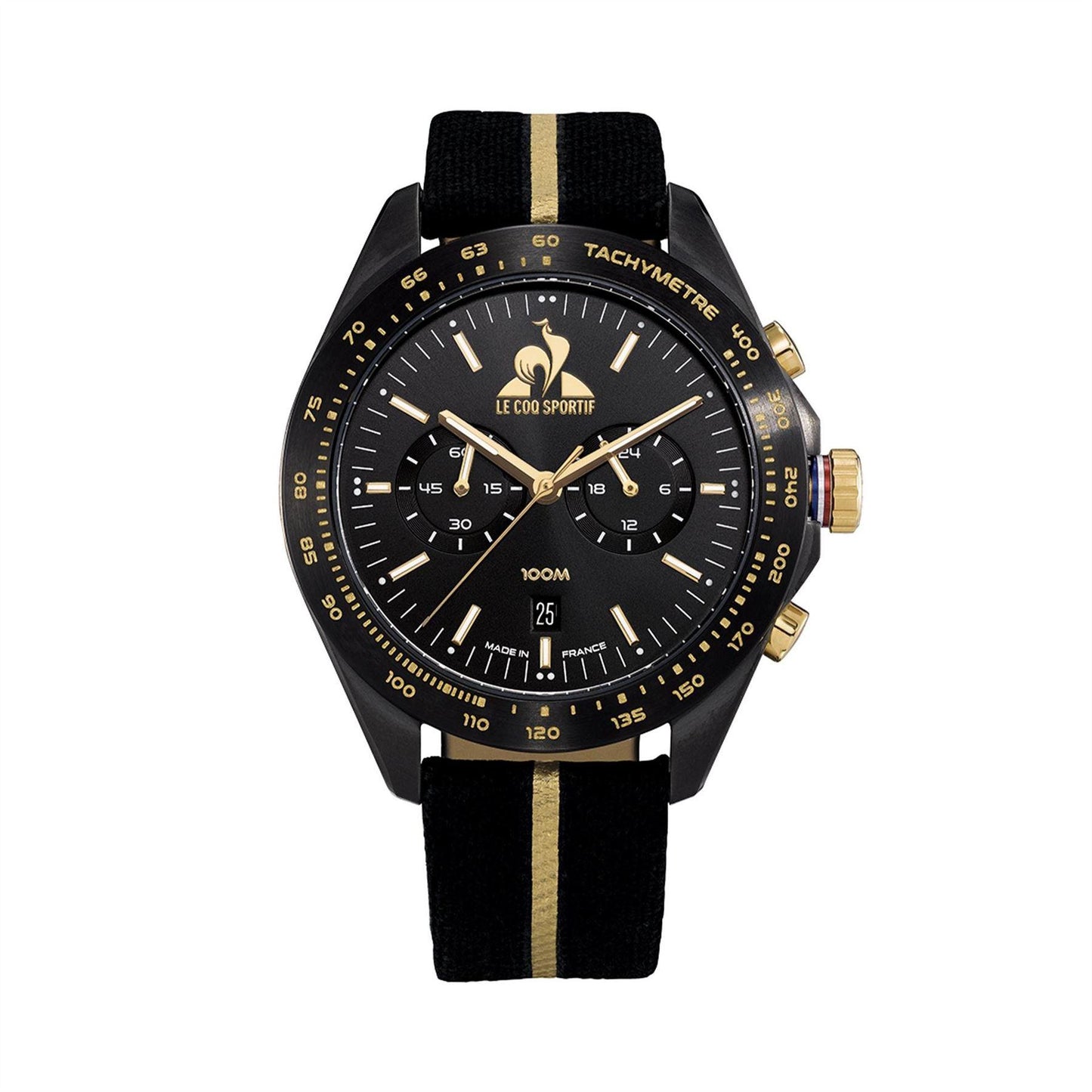 Black-Gold - Front - Le Coq Sportif Mens Coq D'Or Chronograph Watch