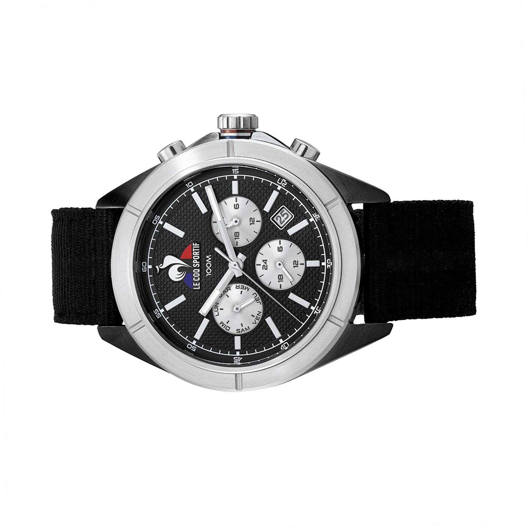 Black - Side - Le Coq Sportif Mens Nylon Chronograph Watch