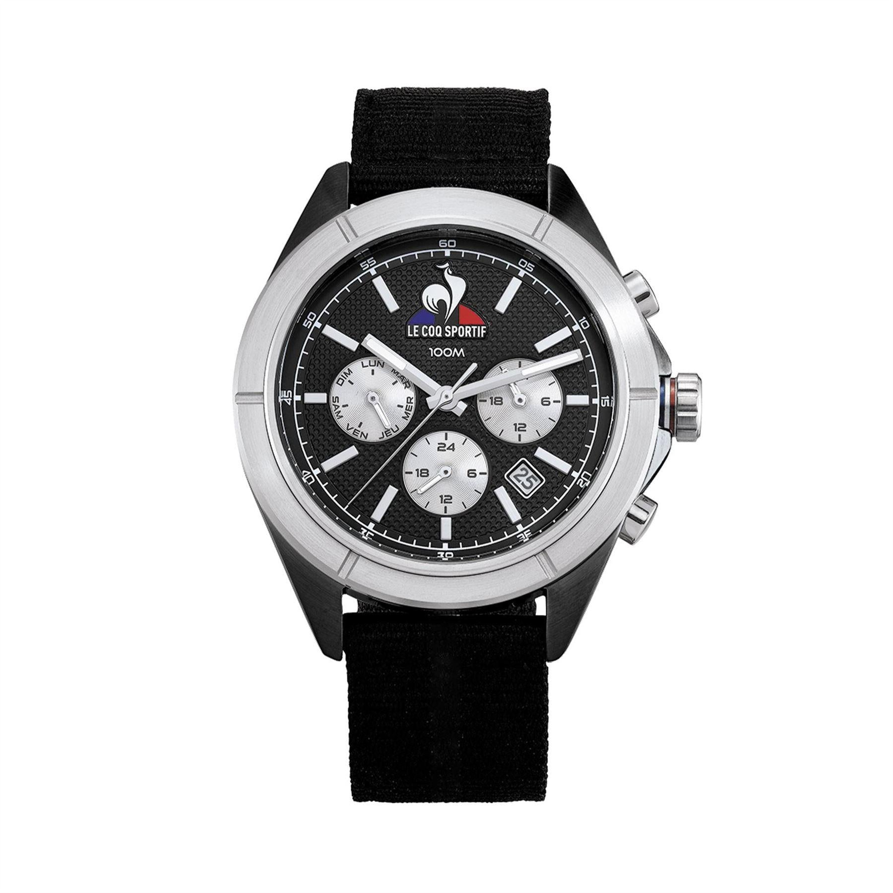 Black - Front - Le Coq Sportif Mens Nylon Chronograph Watch
