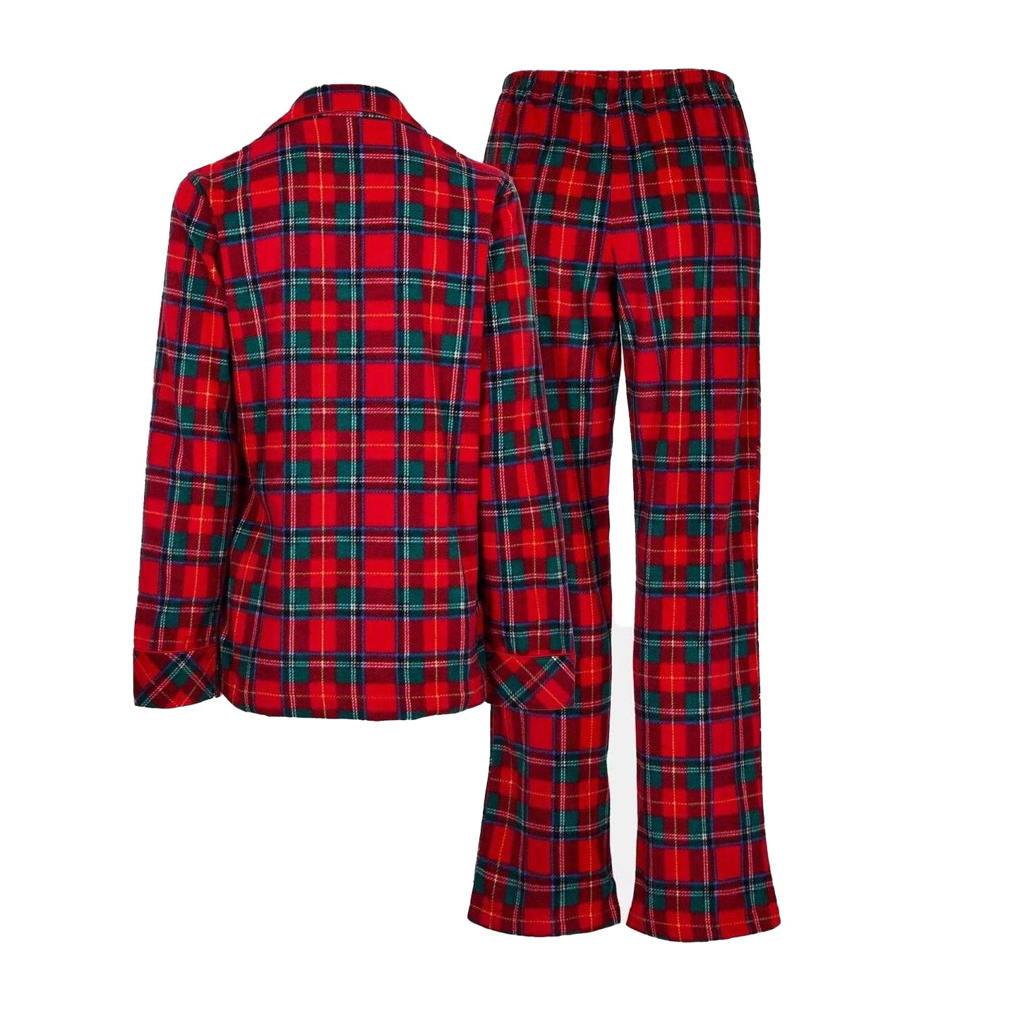 Red - Back - Ralph Lauren Womens-Ladies Plaid Collared Long Pyjama Set