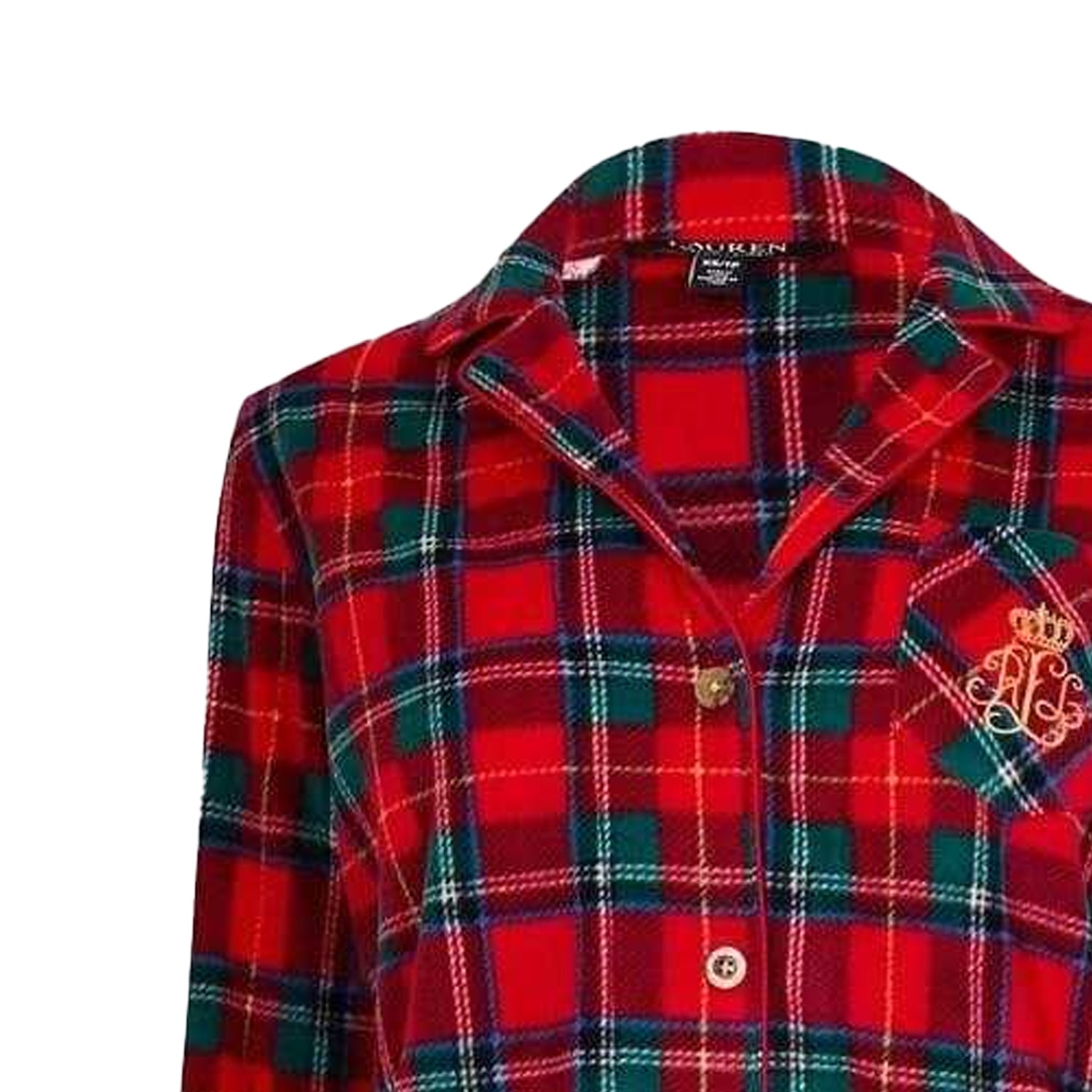 Red - Side - Ralph Lauren Womens-Ladies Plaid Collared Long Pyjama Set