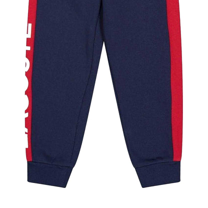 Navy Blue-Orange - Side - Lacoste Childrens-Kids Colourblock Jogging Bottoms