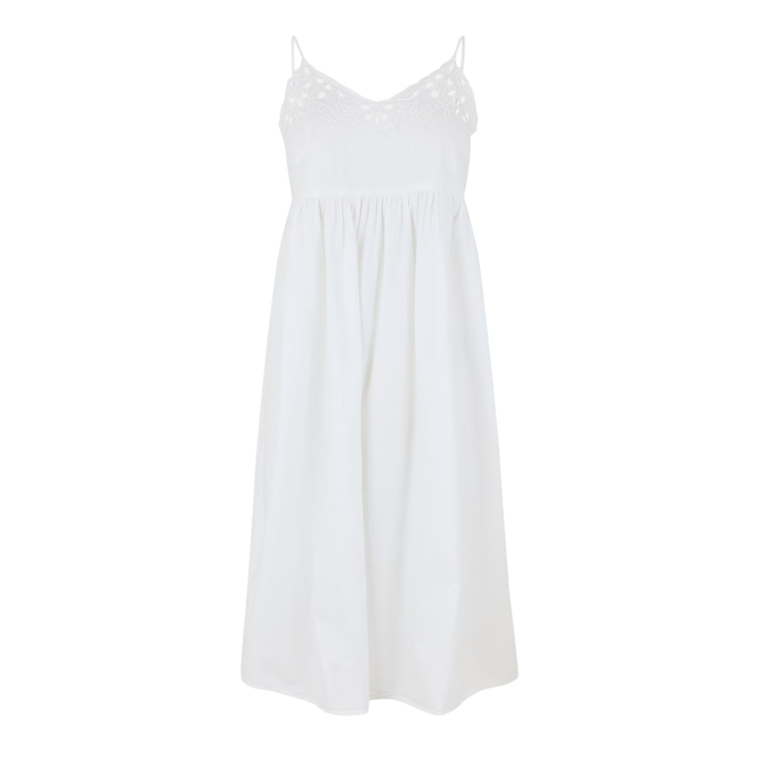 Snow White - Front - Vero Moda Womens-Ladies Broderie Spaghetti Strap Midi Dress