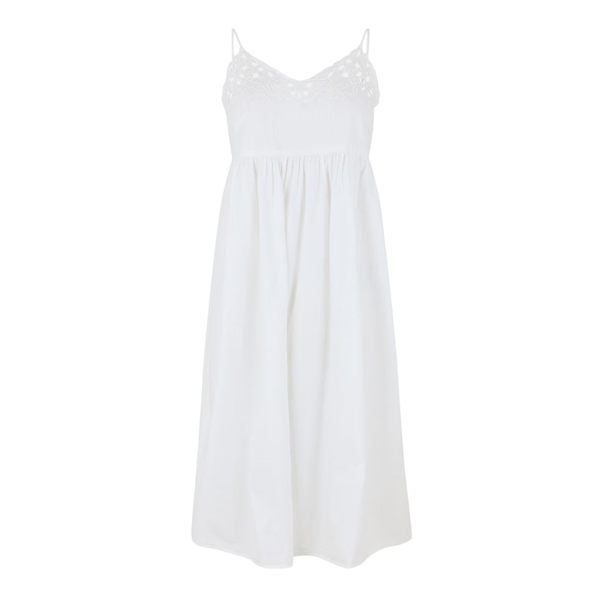 Snow White - Front - Vero Moda Womens-Ladies Broderie Spaghetti Strap Midi Dress