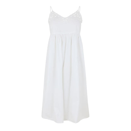 Snow White - Front - Vero Moda Womens-Ladies Broderie Spaghetti Strap Midi Dress