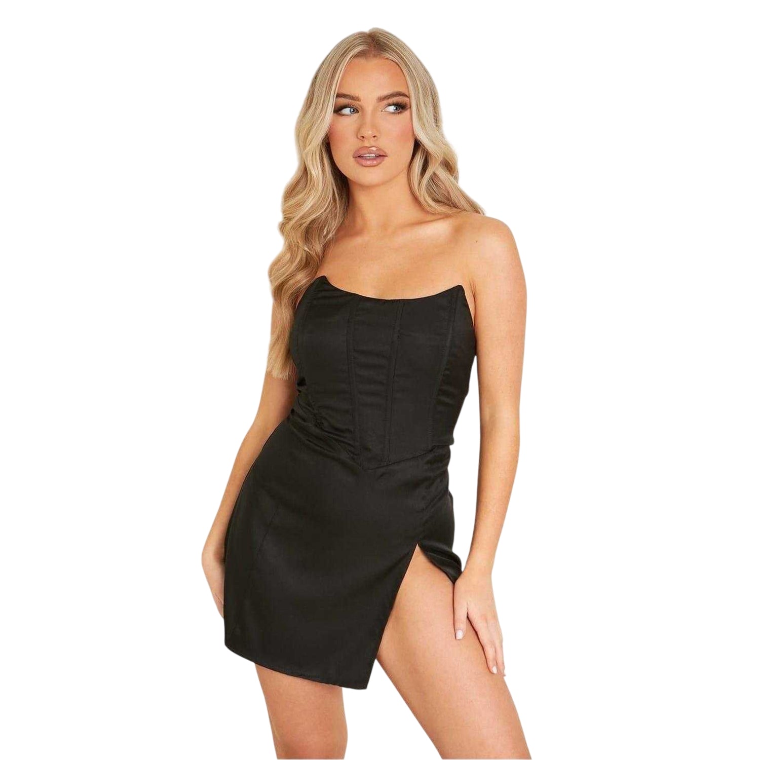 Black - Front - Missy Empire Womens-Ladies Corset Detail Corset Mini Dress