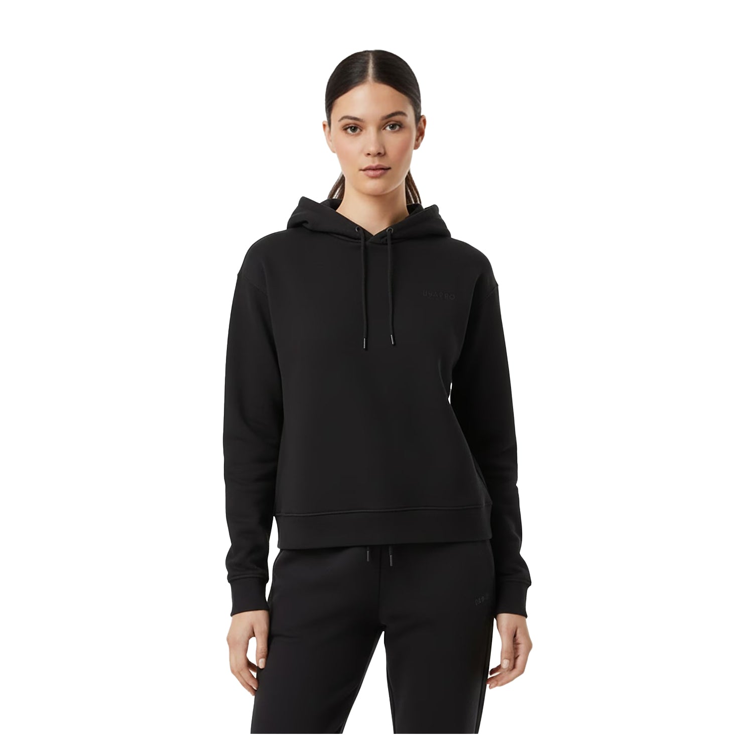 Black - Side - USA Pro Womens-Ladies Classic Logo Hoodie
