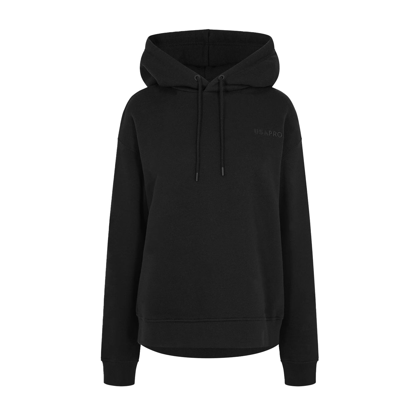 Black - Front - USA Pro Womens-Ladies Classic Logo Hoodie