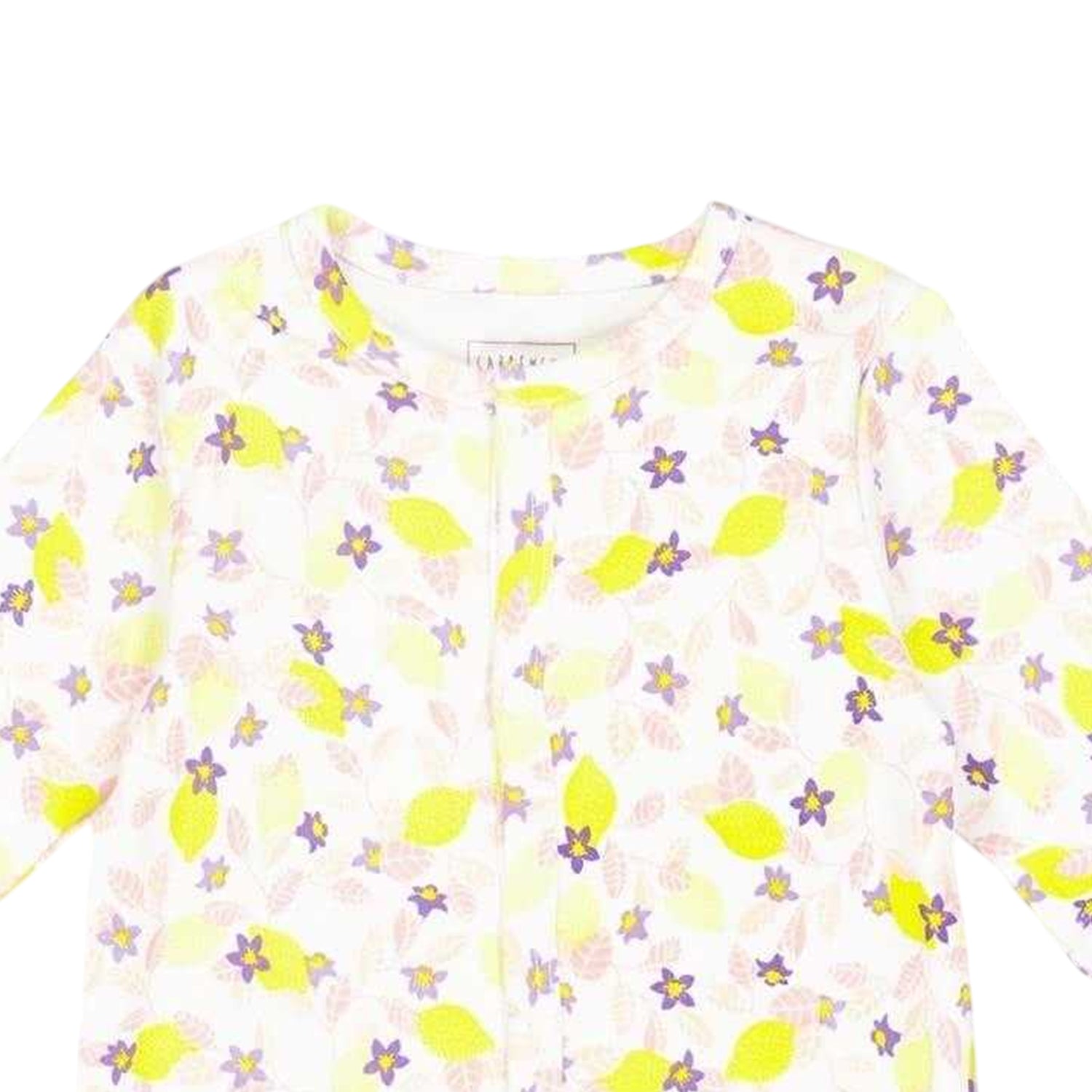 White-Yellow - Back - Carrement Beau Baby Floral Pattern Crew Neck Long Pyjama Set