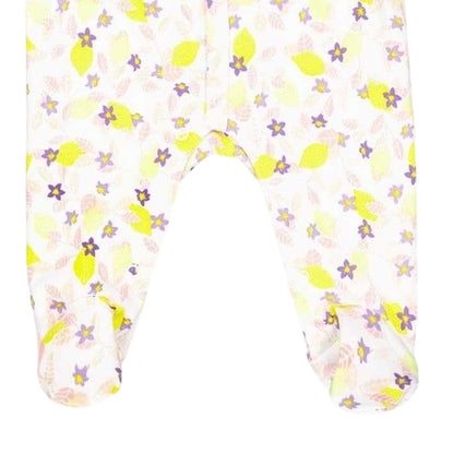 White-Yellow - Side - Carrement Beau Baby Floral Pattern Crew Neck Long Pyjama Set