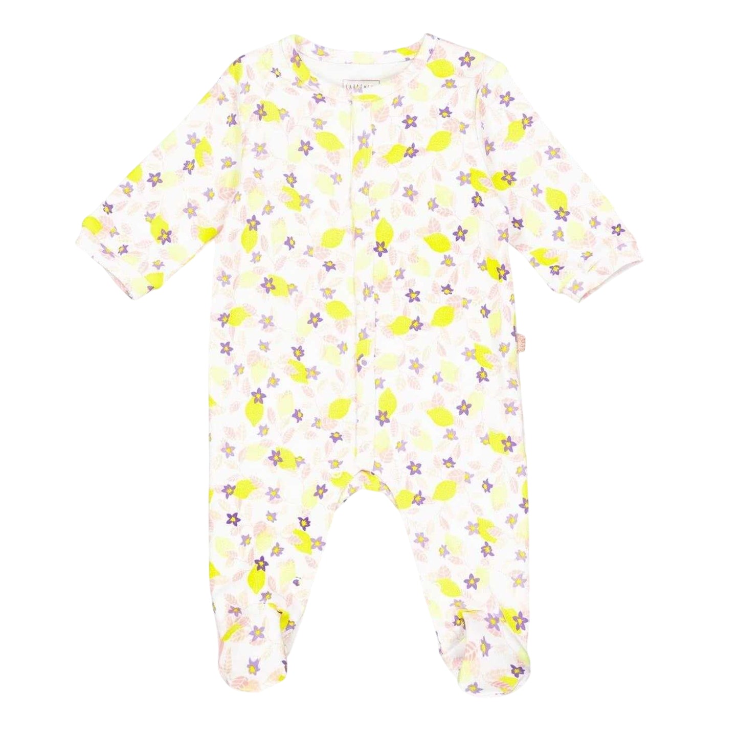 White-Yellow - Front - Carrement Beau Baby Floral Pattern Crew Neck Long Pyjama Set