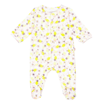 White-Yellow - Front - Carrement Beau Baby Floral Pattern Crew Neck Long Pyjama Set