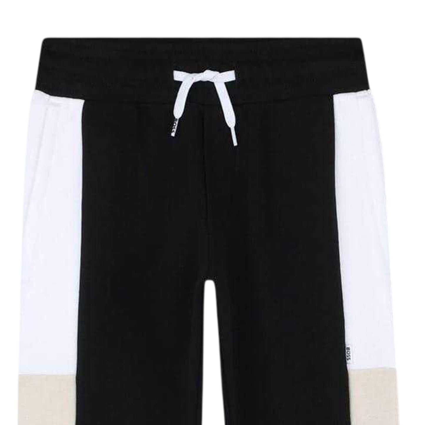 Black - Side - Boss Childrens-Kids Colour Block Jogging Bottoms
