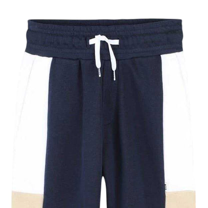 Navy - Side - Boss Childrens-Kids Colour Block Jogging Bottoms