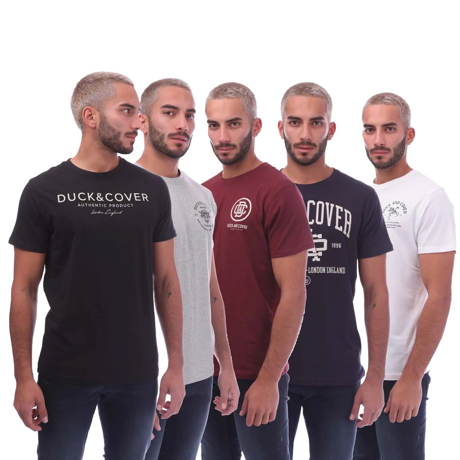 Multicoloured - Front - Duck and Cover Mens Klapstar T-Shirt (Pack of 5)