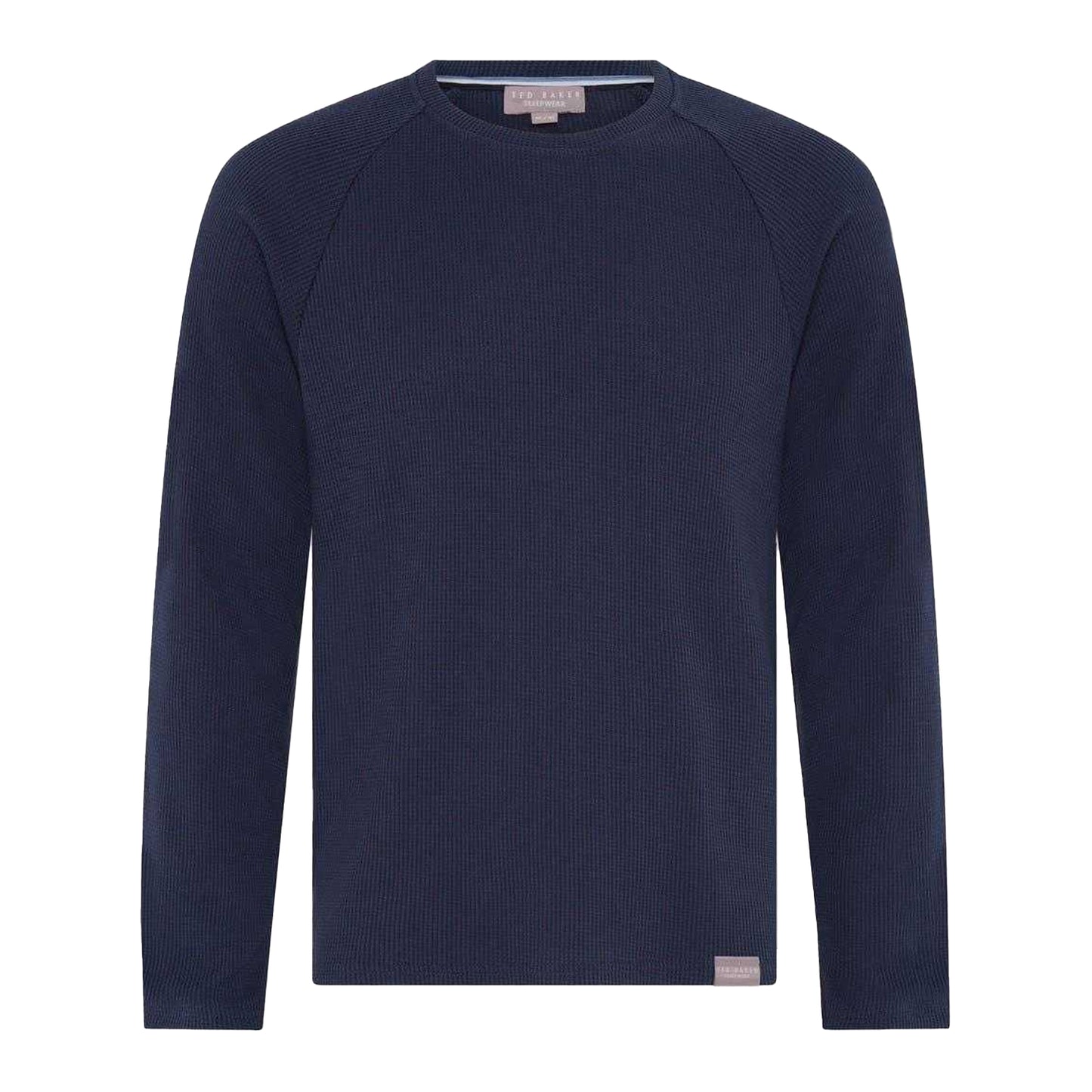 Navy - Back - Ted Baker Mens Lettering Crew Neck Regular Long Pyjama Set