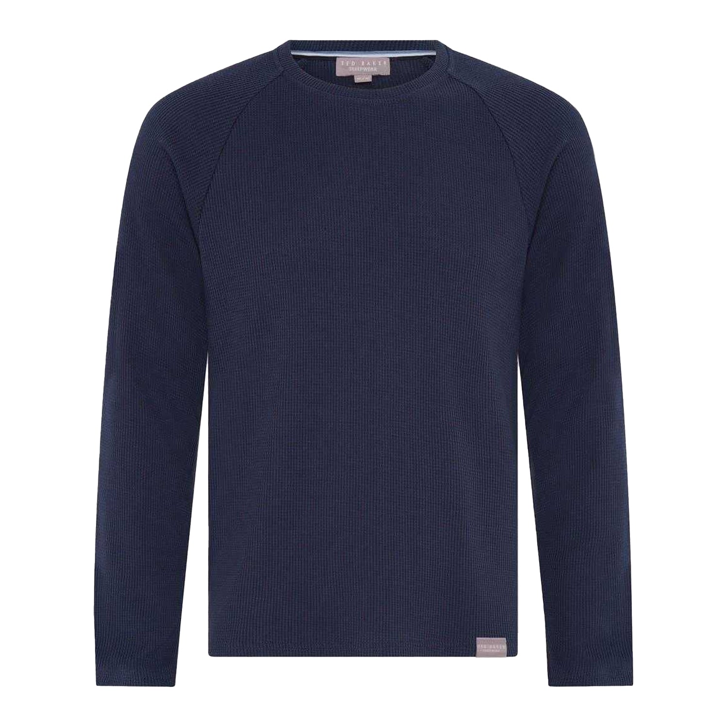 Navy - Back - Ted Baker Mens Lettering Crew Neck Regular Long Pyjama Set