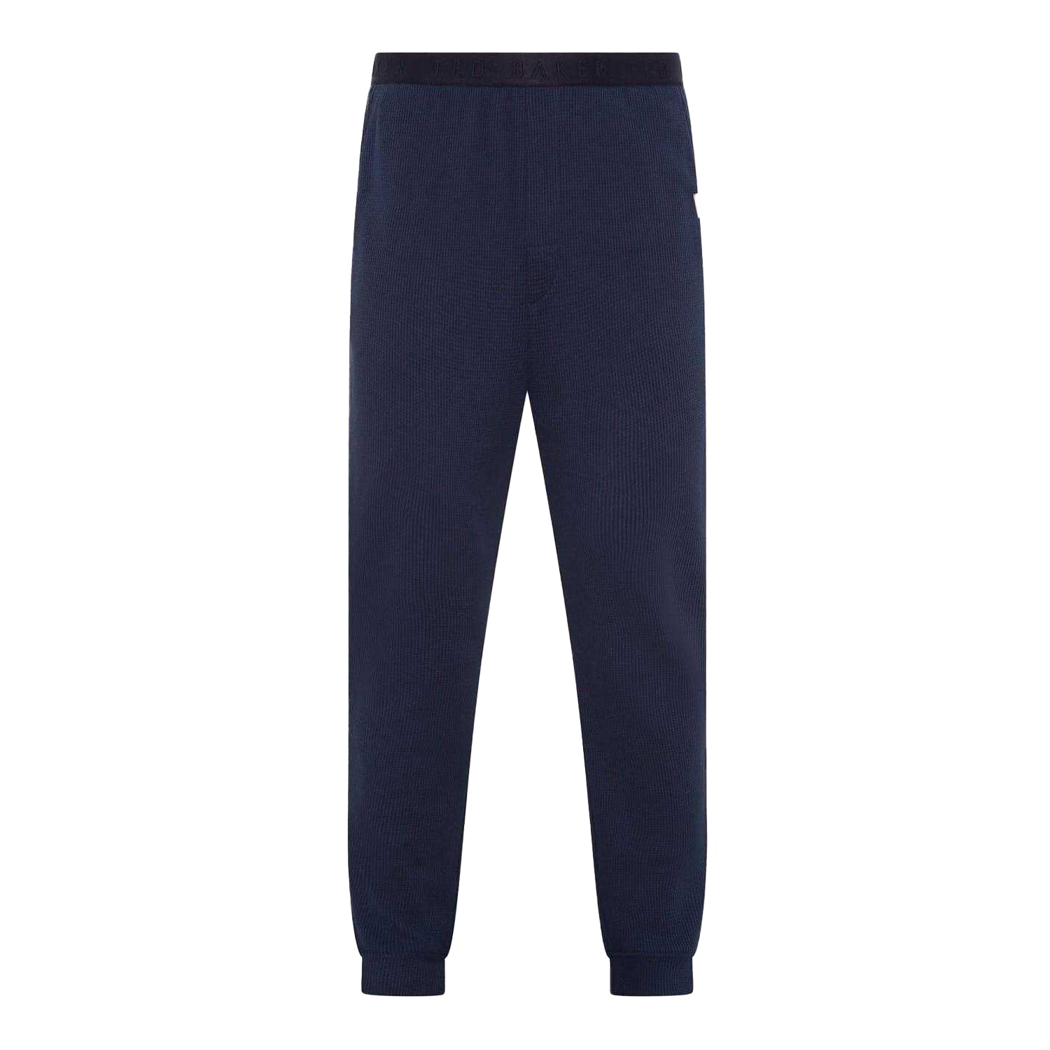Navy - Side - Ted Baker Mens Lettering Crew Neck Regular Long Pyjama Set