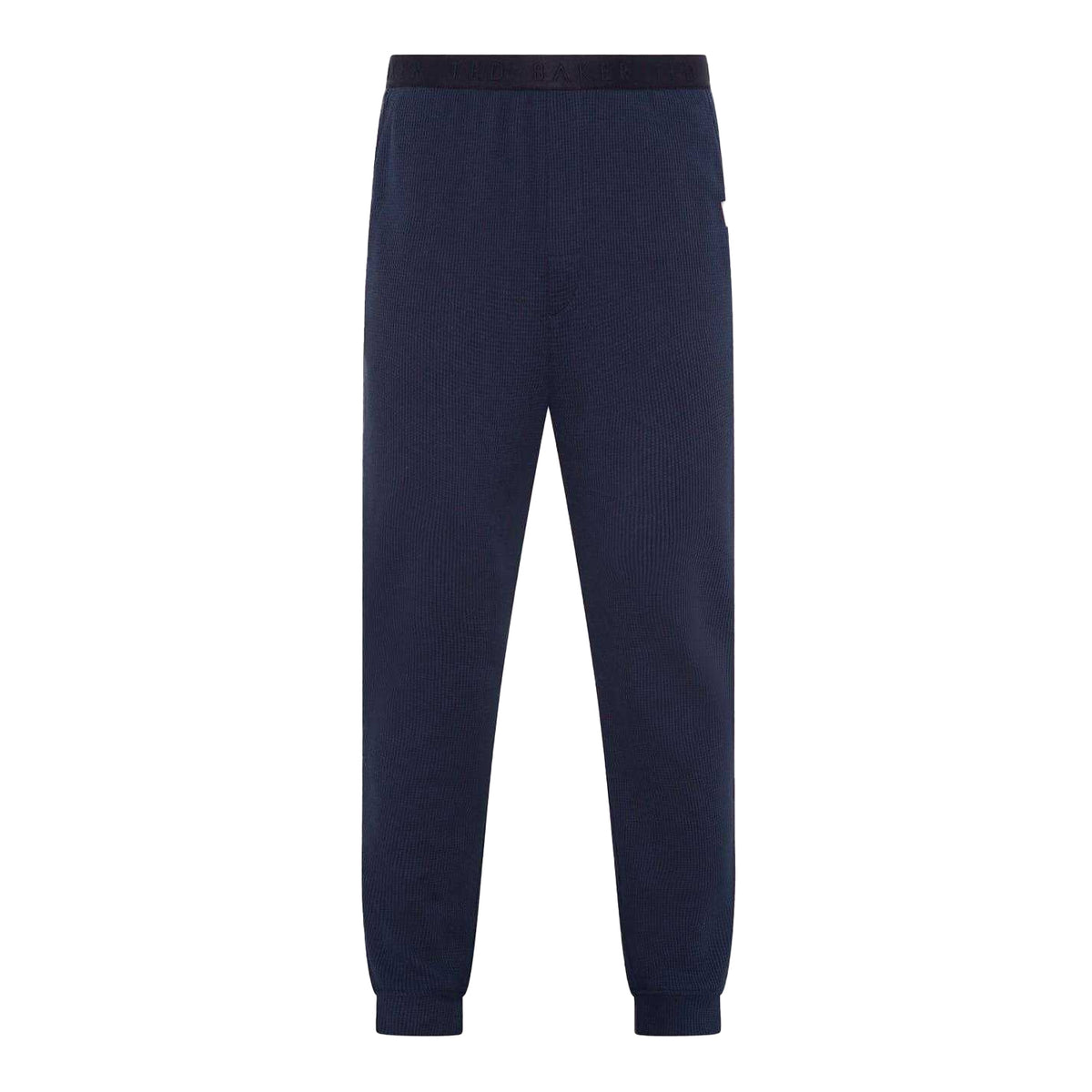 Navy - Side - Ted Baker Mens Lettering Crew Neck Regular Long Pyjama Set