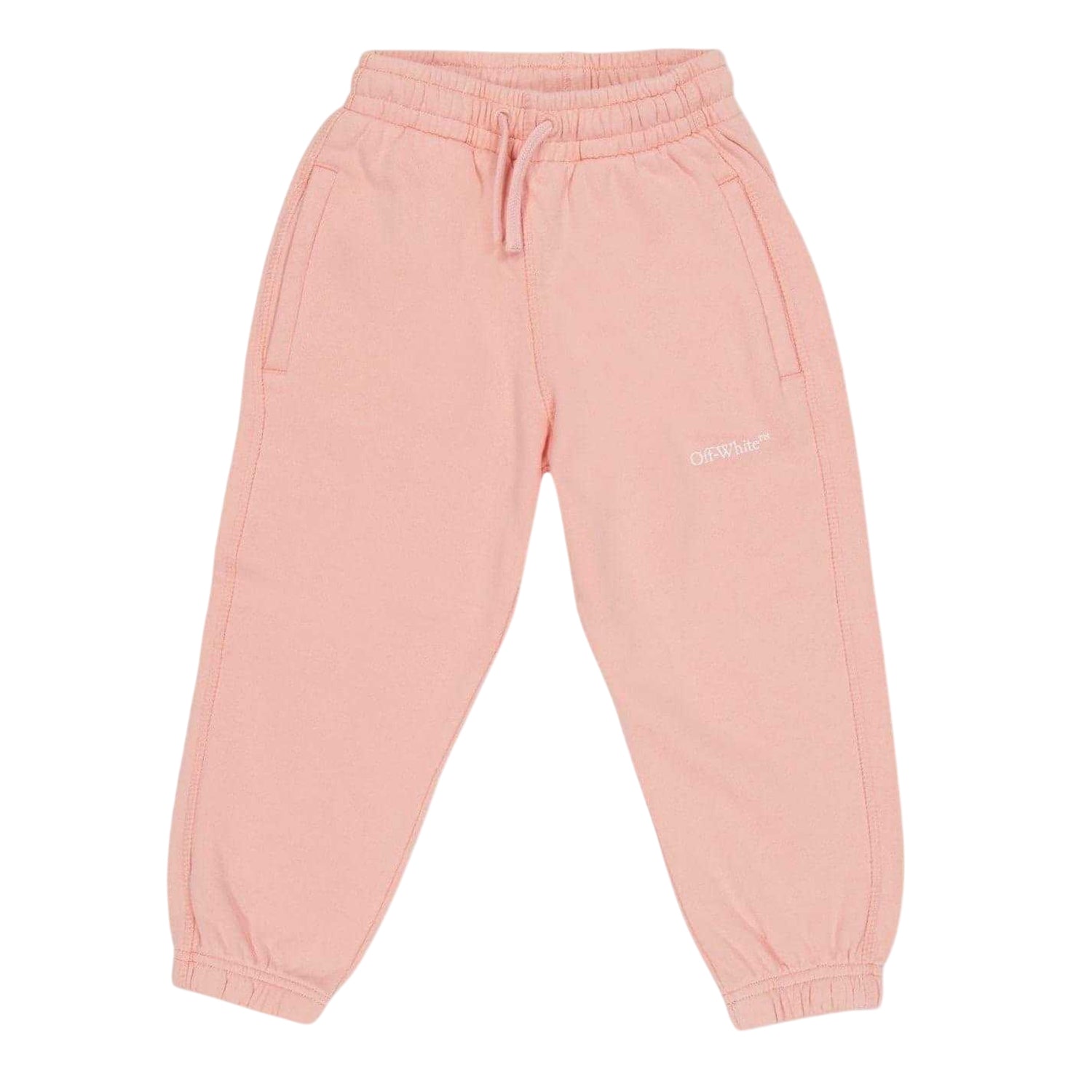 Pink-White - Front - Off White Childrens-Kids Logo Joggers