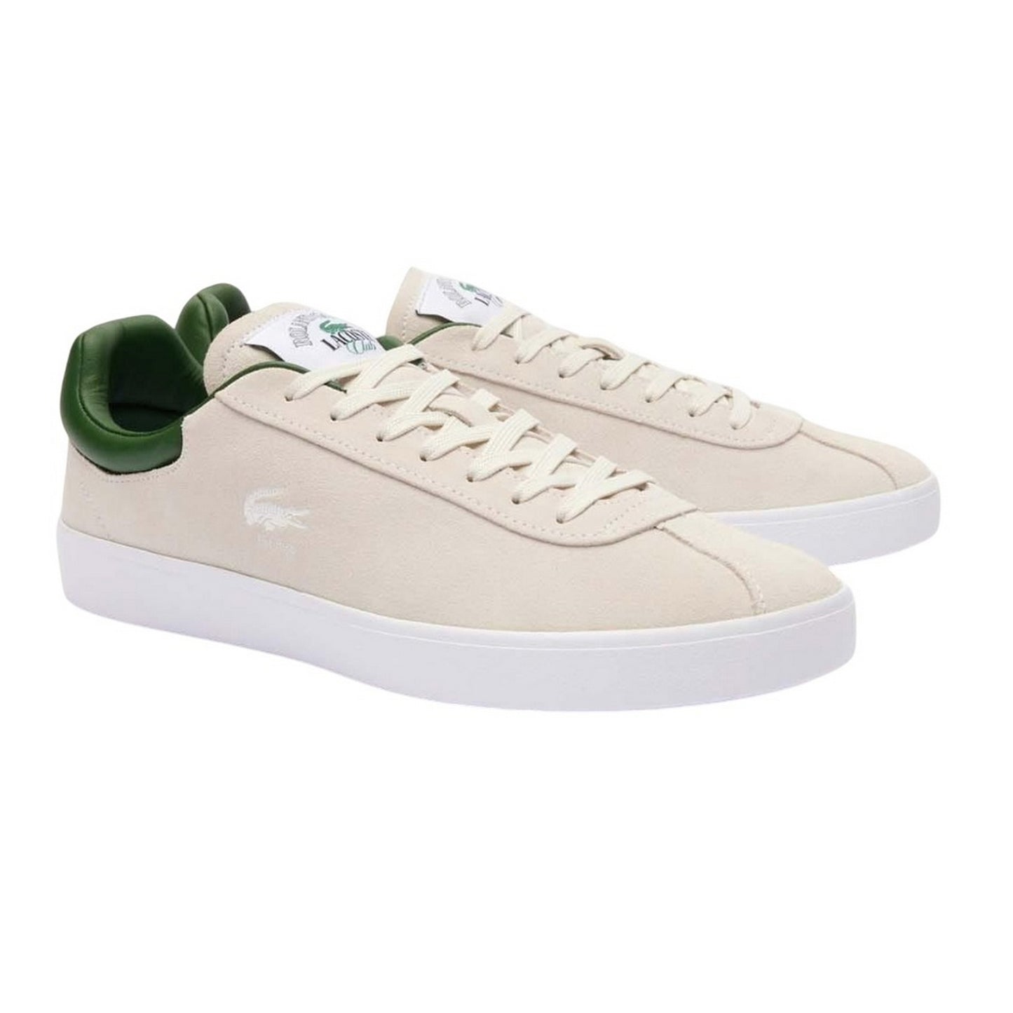 White - Front - Lacoste Mens Baseshot Leather Trainers