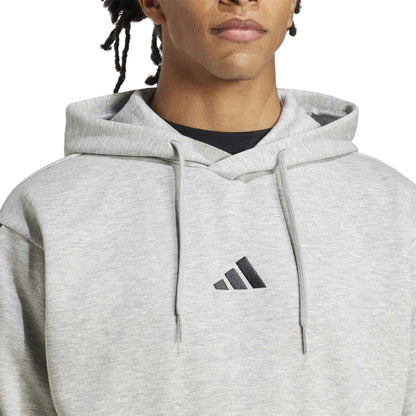 Navy-White - Side - Adidas Mens Essentials 3 Stripes Fleece Logo Hoodie