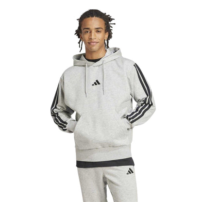 Navy-White - Lifestyle - Adidas Mens Essentials 3 Stripes Fleece Logo Hoodie