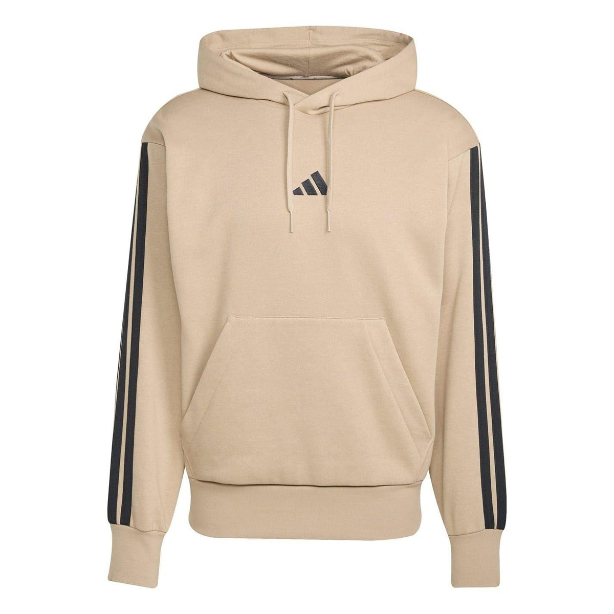 Sandstone - Front - Adidas Mens Essentials 3 Stripes Fleece Logo Hoodie