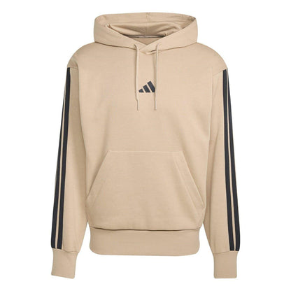Sandstone - Front - Adidas Mens Essentials 3 Stripes Fleece Logo Hoodie