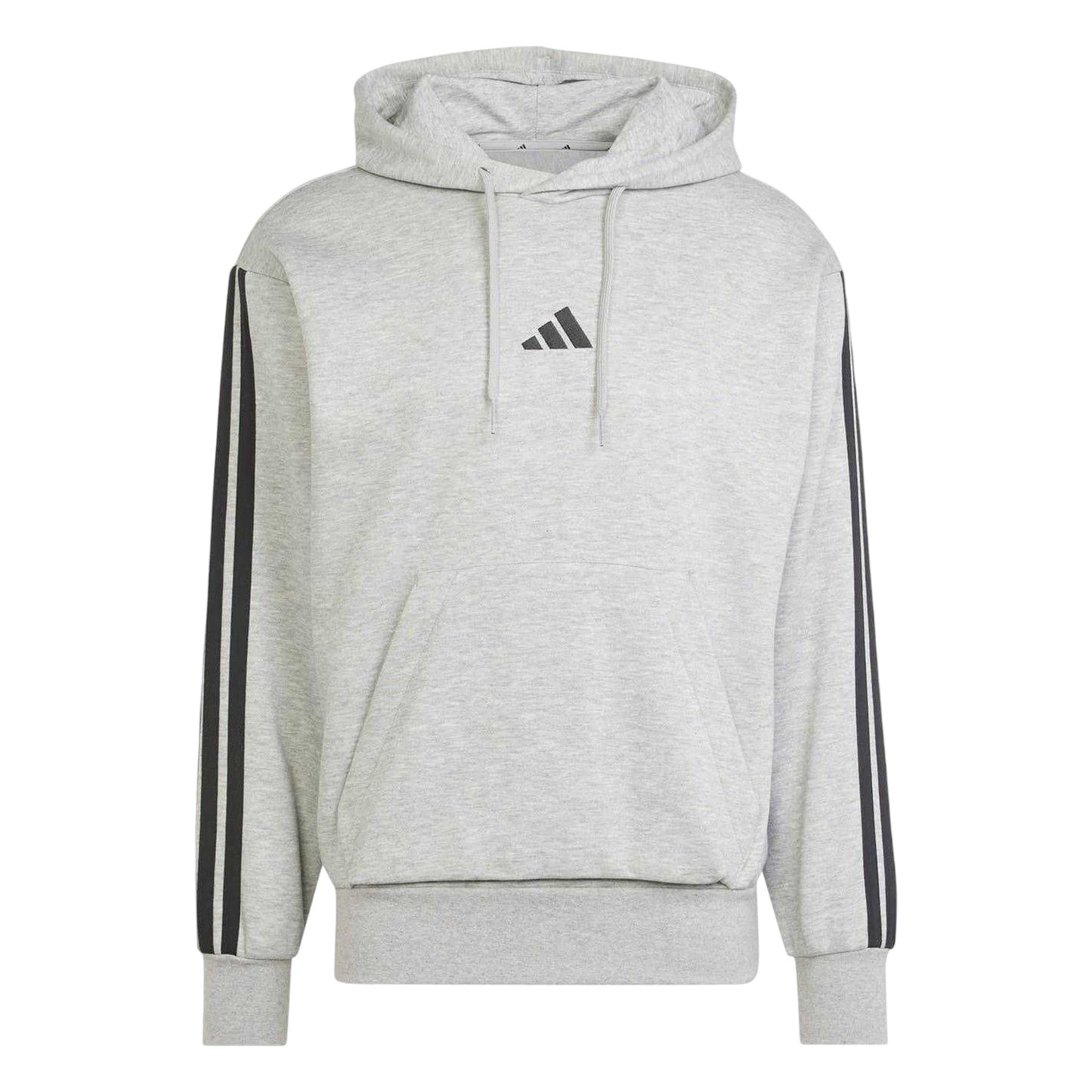 Navy-White - Front - Adidas Mens Essentials 3 Stripes Fleece Logo Hoodie