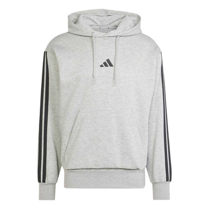 Navy-White - Front - Adidas Mens Essentials 3 Stripes Fleece Logo Hoodie