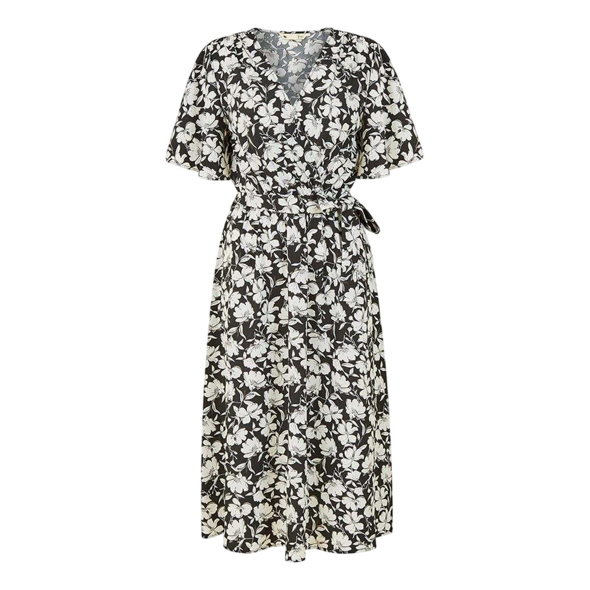 Black - Front - Yumi Womens-Ladies V Neck Wrap Dress