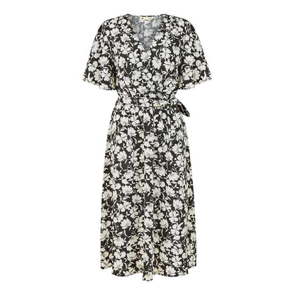 Black - Front - Yumi Womens-Ladies V Neck Wrap Dress
