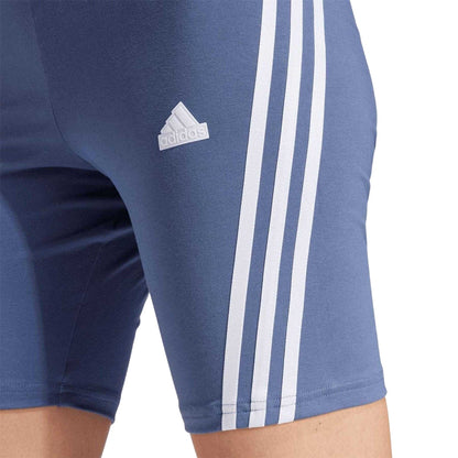Blue - Side - Adidas Womens-Ladies 3 Stripes Logo Tight Shorts