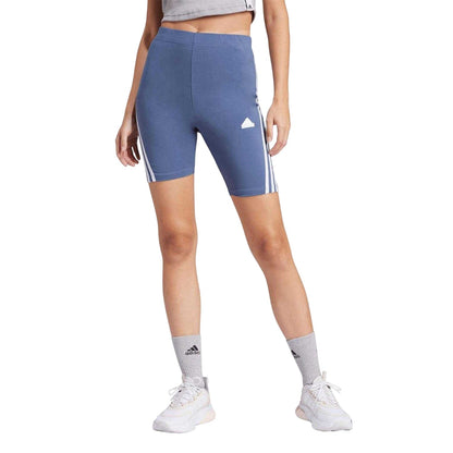 Blue - Lifestyle - Adidas Womens-Ladies 3 Stripes Logo Tight Shorts