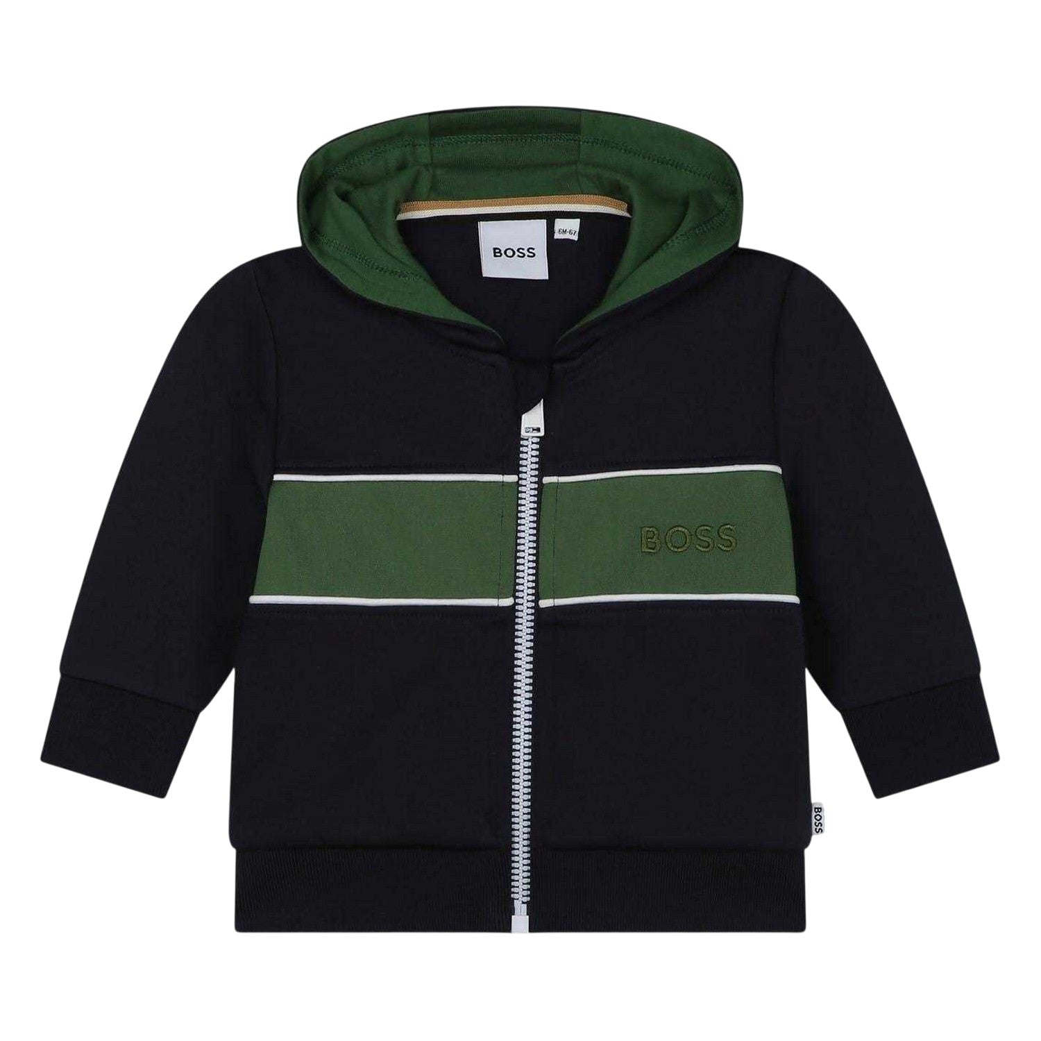 Navy - Front - Boss Baby Logo Regular Athletic Full Zip Hoodie