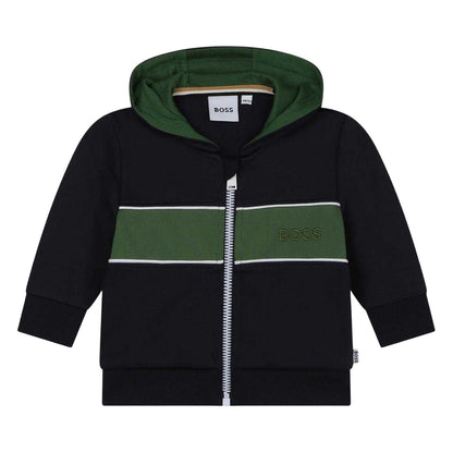 Navy - Front - Boss Baby Logo Regular Athletic Full Zip Hoodie
