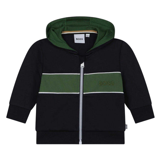 Navy - Front - Boss Baby Logo Regular Athletic Full Zip Hoodie