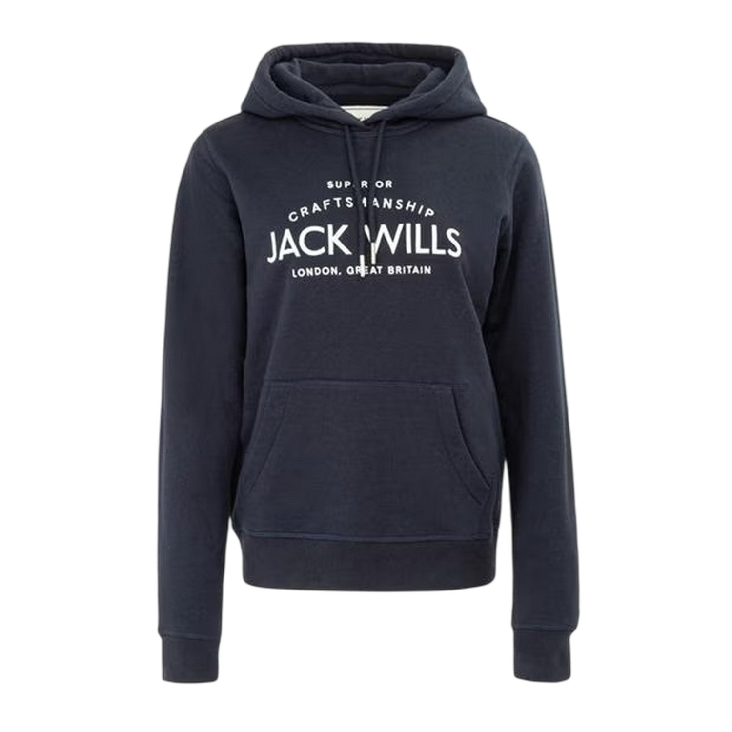 Navy - Front - Jack Wills Womens-Ladies Graphic Logo Hoodie
